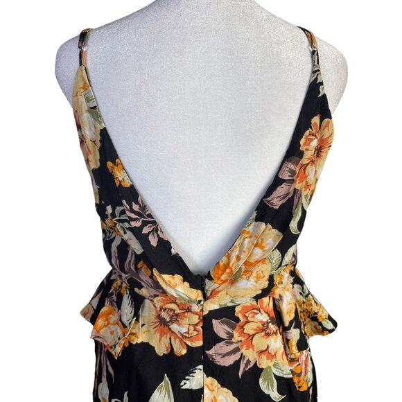 BARDOT Dress Black‎ Hi-lo Hem Spaghetti Strap Midi Party Faux Wrap Flounce Small - Picture 8 of 13